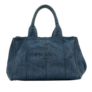 Pre-Loved Prada Denim Canapa Logo Satchel